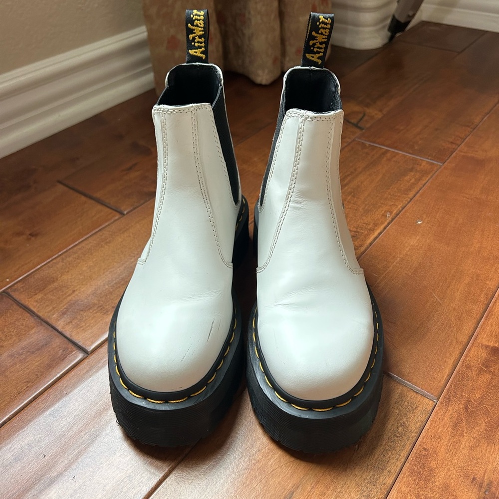 Dr. Martens Smooth Leather Platform Chelsea Boots White